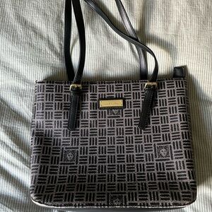 Anne Klein Black and Gray Geometric Shoulder Bag